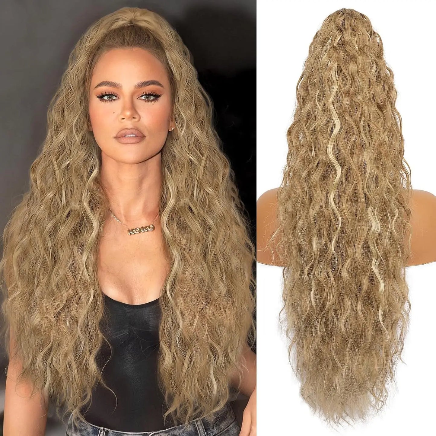 Wig Clip, Ponytail, Water Ripple, Long Curly Hair, Fluffy Long Curly Hair, Ponytail