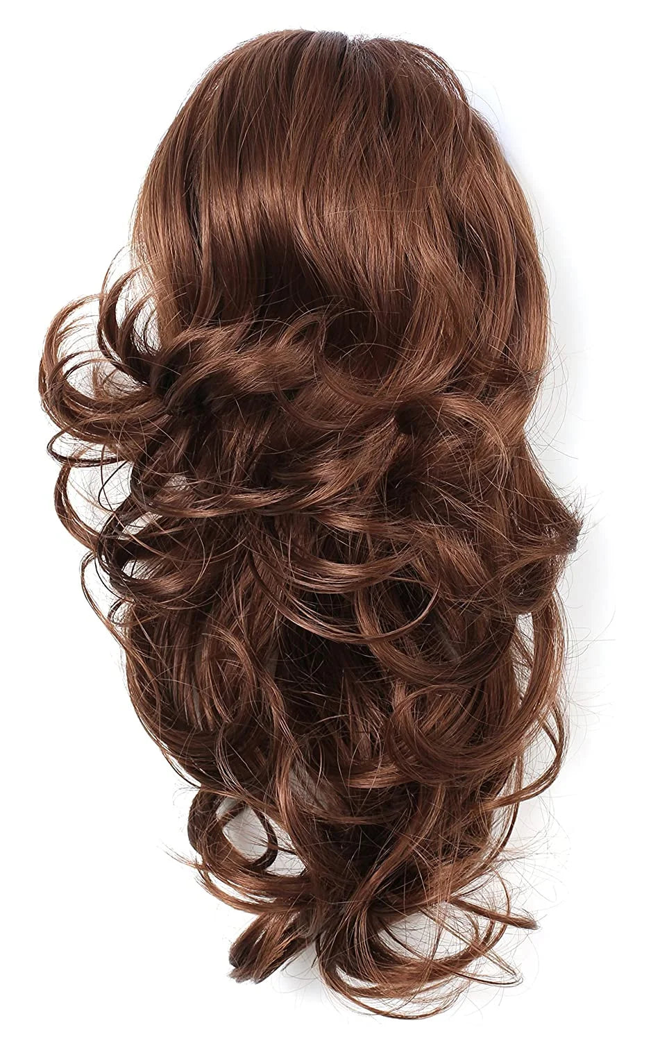 15" Synthetic Fiber Curly Ponytail Hair Extension Hairpiece with Clip-In Jaw Clips, Dual-Use Hair Extensions (30#-Reddish Brown)