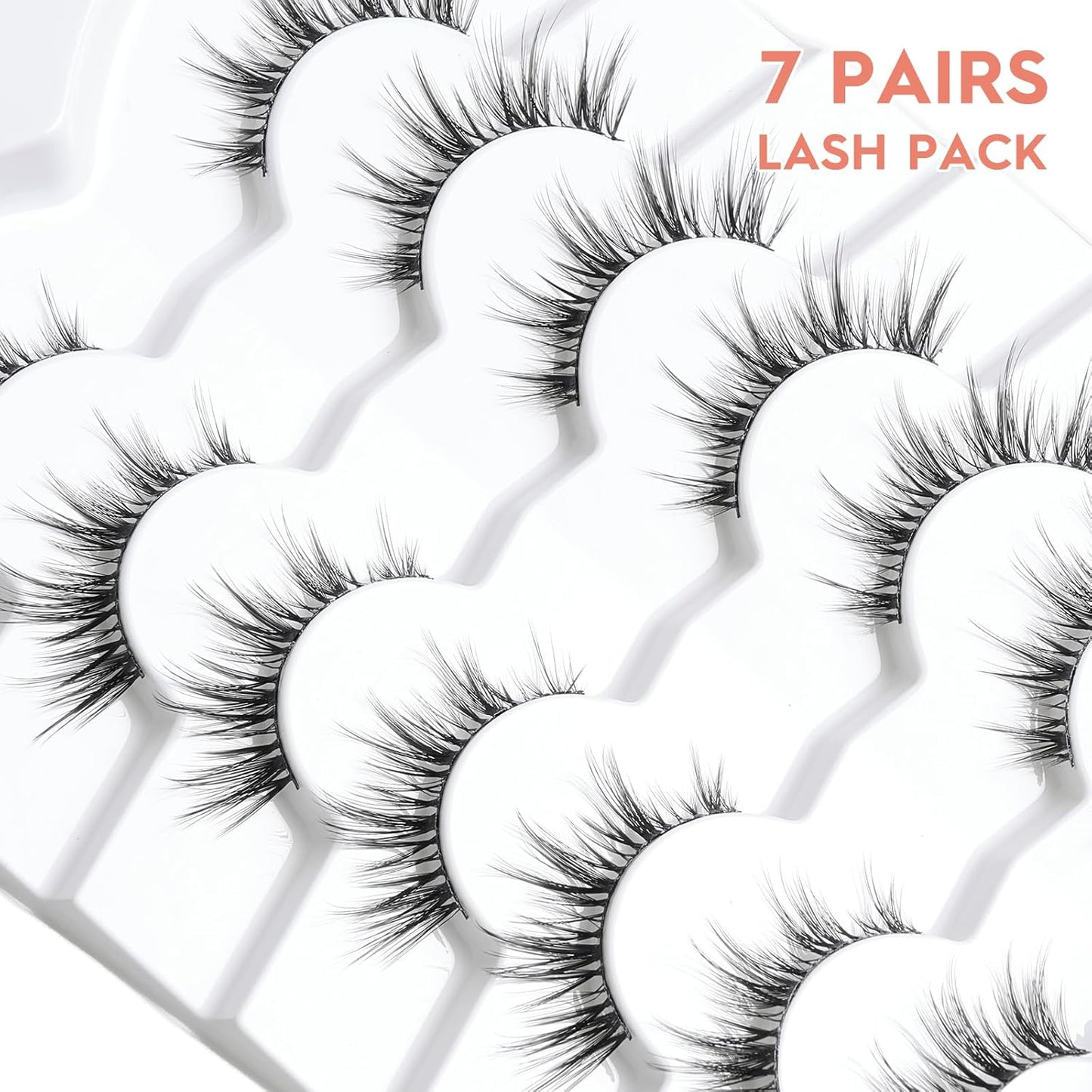 Manga Lashes Wispy False Eyelashes Natural Look 14Mm Cat Anime Lash 0.1MM Thin Band Manhua Style 3D Volume Eyelash Pack C Curl 7 Pair