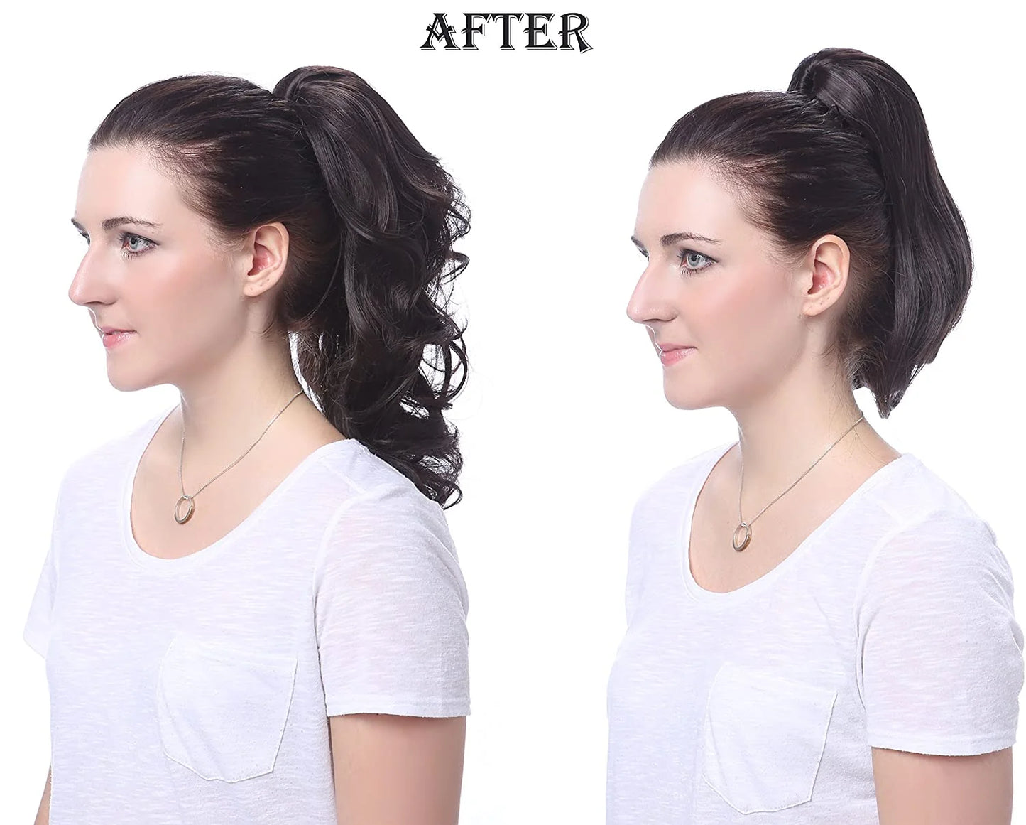 15" Synthetic Fiber Curly Ponytail Hair Extension Hairpiece with Clip-In Jaw Clips, Dual-Use Hair Extensions (30#-Reddish Brown)