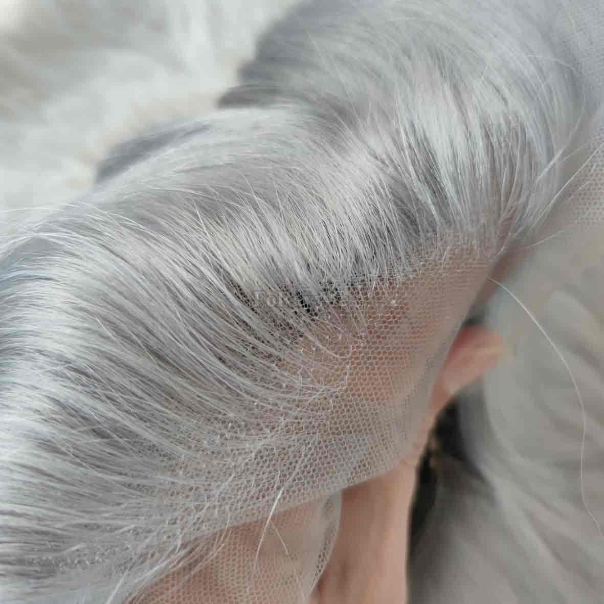 Pre Plucked Brazilian Virgin Lace Front Wigs 180% Density Grey Body Wave Human Hair Wigs for American Women 13X4 Deep Space Lace 14 Inch