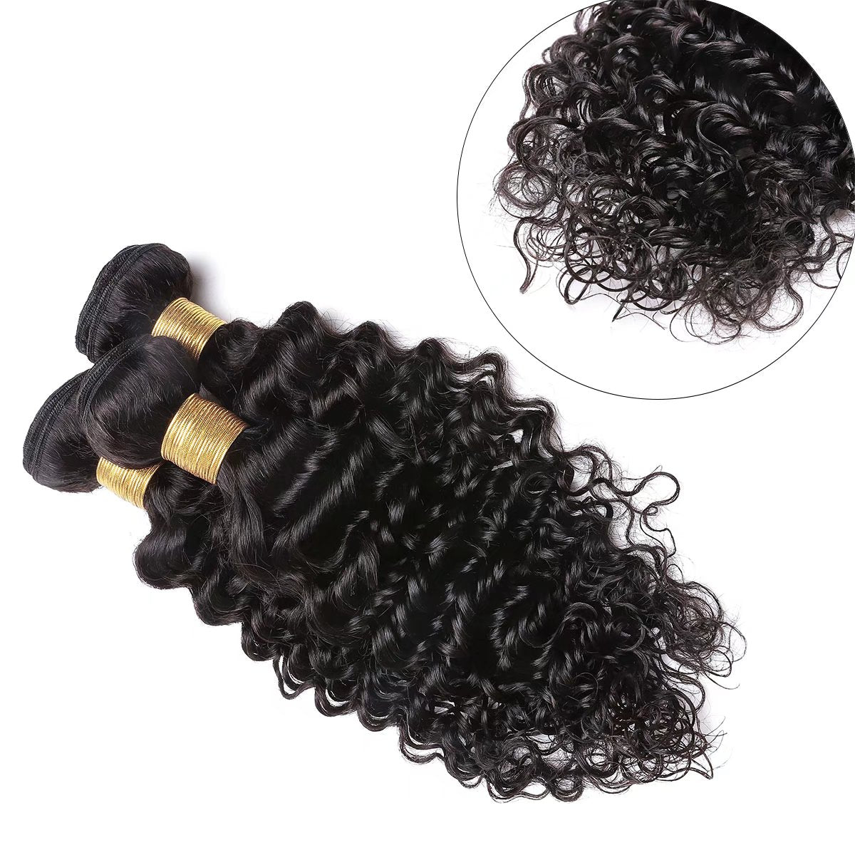 3 Bundles 100% Unprocessed Virgin Human Hair Extensions Brazilian Weave Weft Hairpiece for Black Women, Deep Wavy, 20Inch