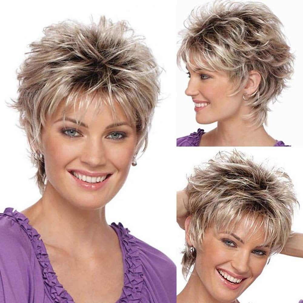 Womens Wigs for White Women Silver Wig Human Hair Short Wigs for Women Synthetic Wigs Grey Wig Natural Hair