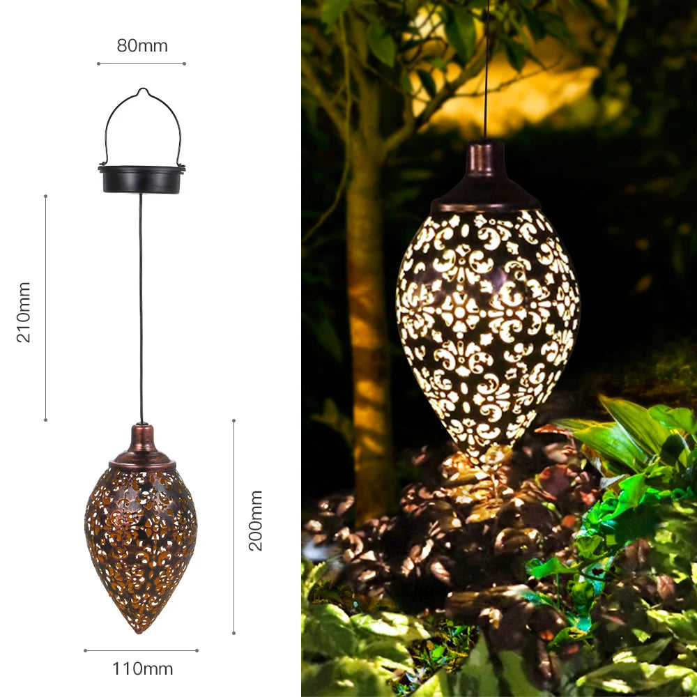 Waterproof Solar Garden Light LED Lantern Hanging Outdoor Solar Lamp Olive Shape Sensitive Sensor Control Solar Powered Lamp