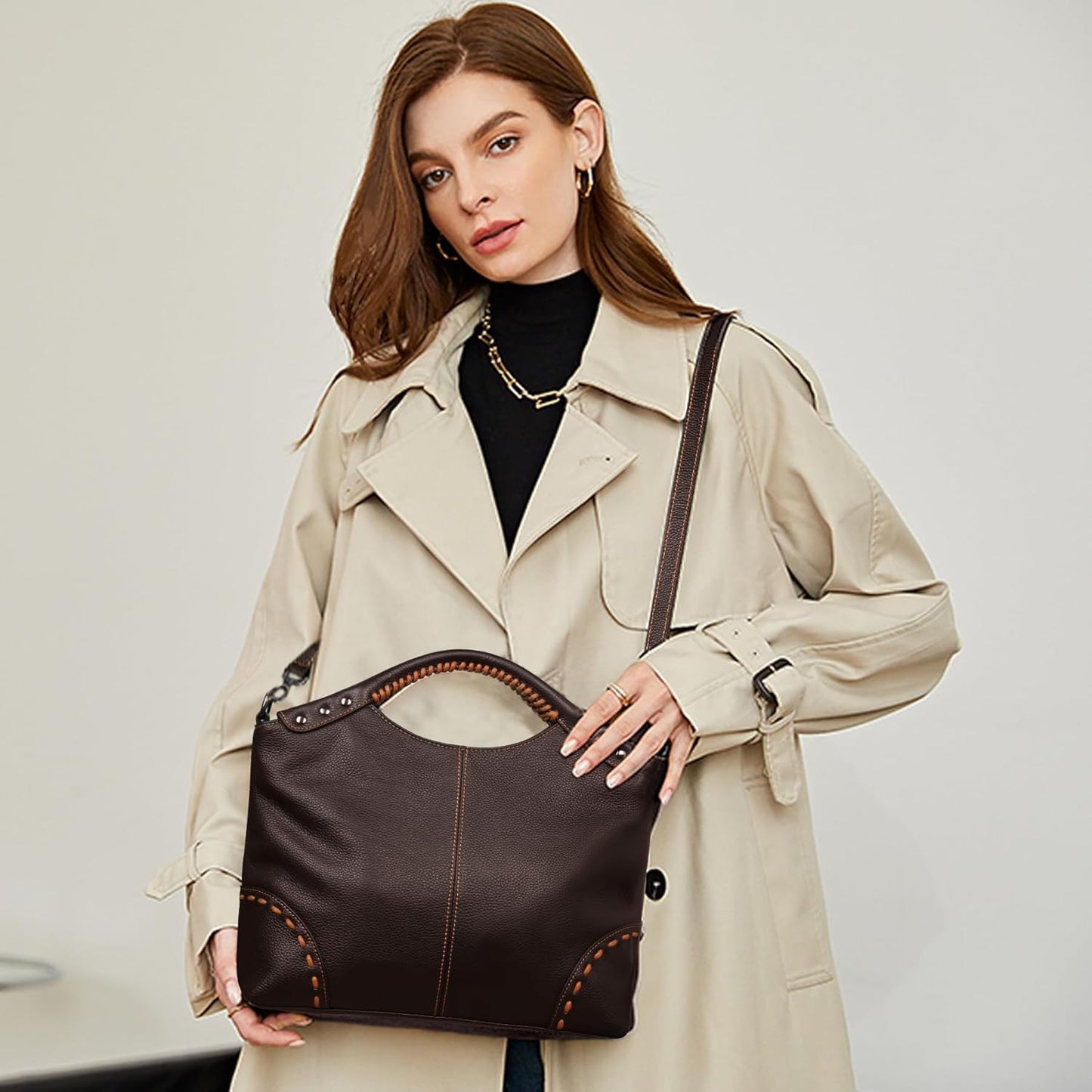 Leather Satchel Bags for Women Designer Crossbody Bag Tote Purses with Compartments Women’S Top Handle Handbags