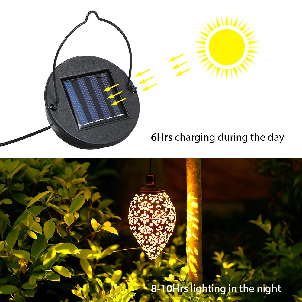 Waterproof Solar Garden Light LED Lantern Hanging Outdoor Solar Lamp Olive Shape Sensitive Sensor Control Solar Powered Lamp