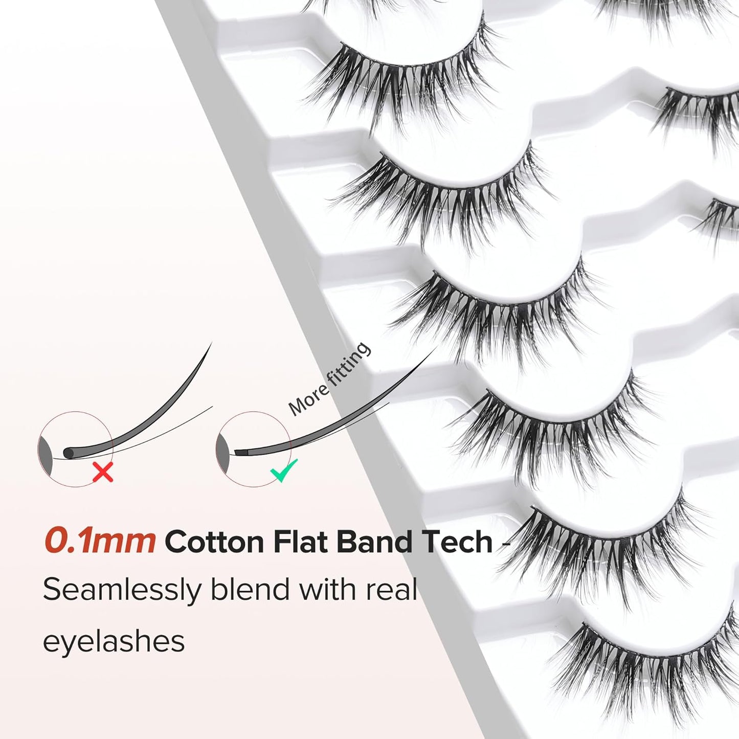 Manga Lashes Wispy False Eyelashes Natural Look 14Mm Cat Anime Lash 0.1MM Thin Band Manhua Style 3D Volume Eyelash Pack C Curl 7 Pair