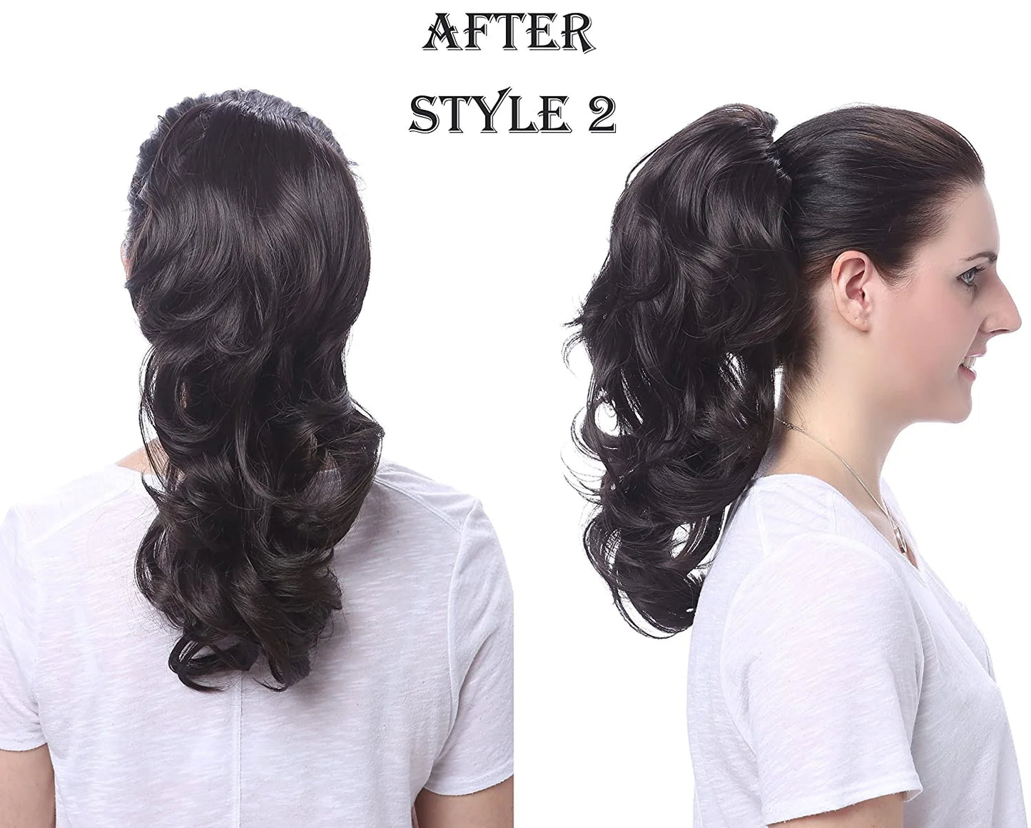 15" Synthetic Fiber Curly Ponytail Hair Extension Hairpiece with Clip-In Jaw Clips, Dual-Use Hair Extensions (30#-Reddish Brown)