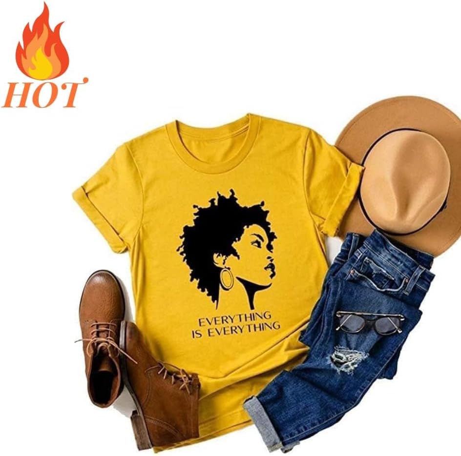 Black Power Graphic T-Shirt plus Size Tops Afro Woman Black Girl Tee Afro Girl Magic Tee