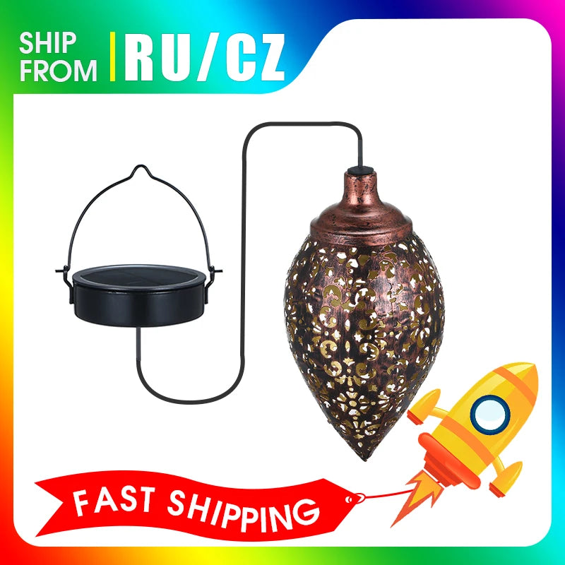 Waterproof Solar Garden Light LED Lantern Hanging Outdoor Solar Lamp Olive Shape Sensitive Sensor Control Solar Powered Lamp