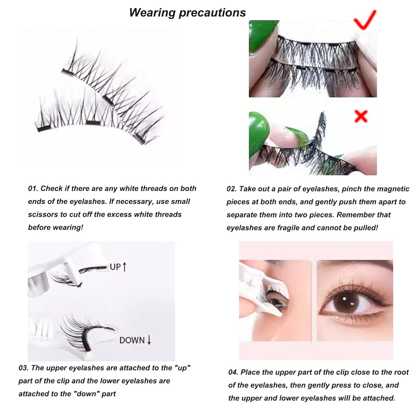 Co Magnetic Eyelashes with Applicator - Magnetic Eye Lashes, False Eye Lashes (Natural Style - B-2PCS)