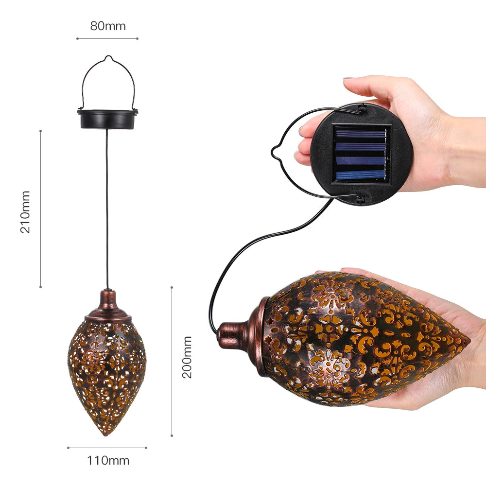 Waterproof Solar Garden Light LED Lantern Hanging Outdoor Solar Lamp Olive Shape Sensitive Sensor Control Solar Powered Lamp