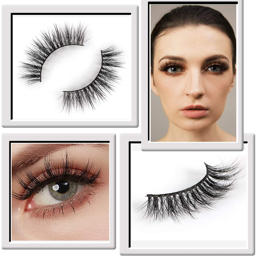 Mink Lashes 3D 18Mm Natural Cat Eye Lashes Reusable Long Eyelashes for Daily Eye Makeup False Eyelashes 2 Pairs- (Ym1090-Iris)