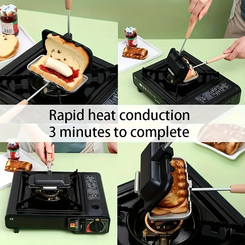 Rectangular Double-Sided Sandwich Baking Pan, Dual-Color, Aluminum Alloy, Non-Stick, Stovetop Toast Maker, Kitchen Cookware