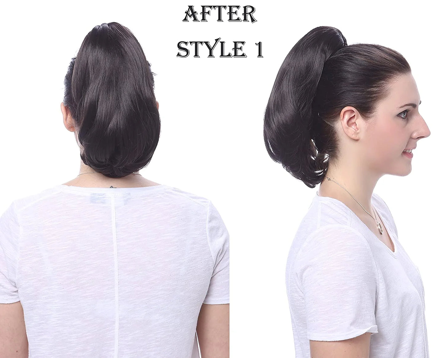 15" Synthetic Fiber Curly Ponytail Hair Extension Hairpiece with Clip-In Jaw Clips, Dual-Use Hair Extensions (30#-Reddish Brown)