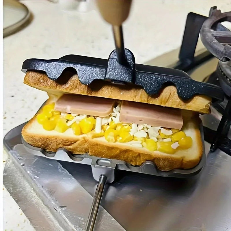 Rectangular Double-Sided Sandwich Baking Pan, Dual-Color, Aluminum Alloy, Non-Stick, Stovetop Toast Maker, Kitchen Cookware