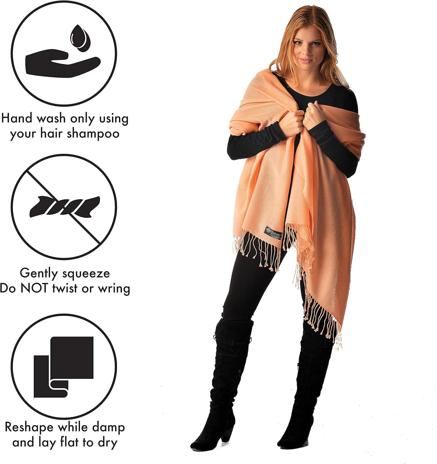 100% Pure Women Cashmere Shawl - Perfect for Daily Wear or Any Occasion, Long Winter Warm Shawl - 36" X 80"