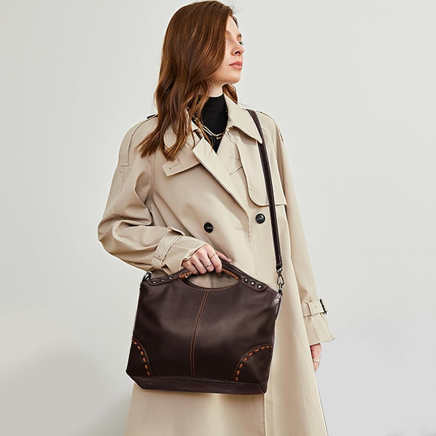 Leather Satchel Bags for Women Designer Crossbody Bag Tote Purses with Compartments Women’S Top Handle Handbags