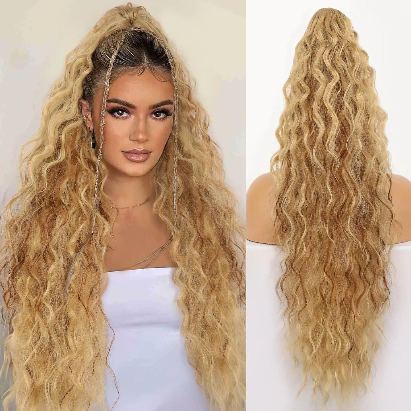Wig Clip, Ponytail, Water Ripple, Long Curly Hair, Fluffy Long Curly Hair, Ponytail