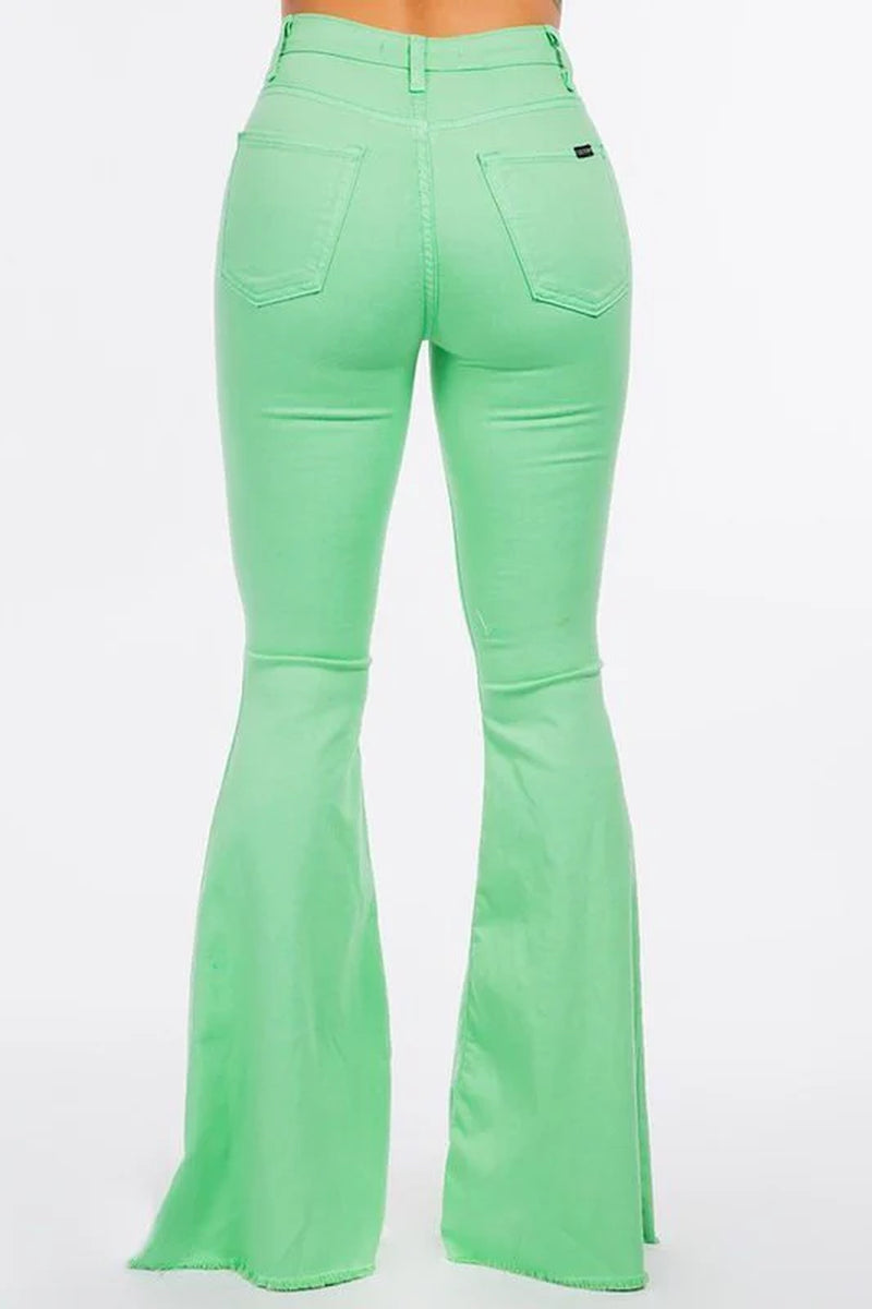 Bell Bottom Jean in Lime