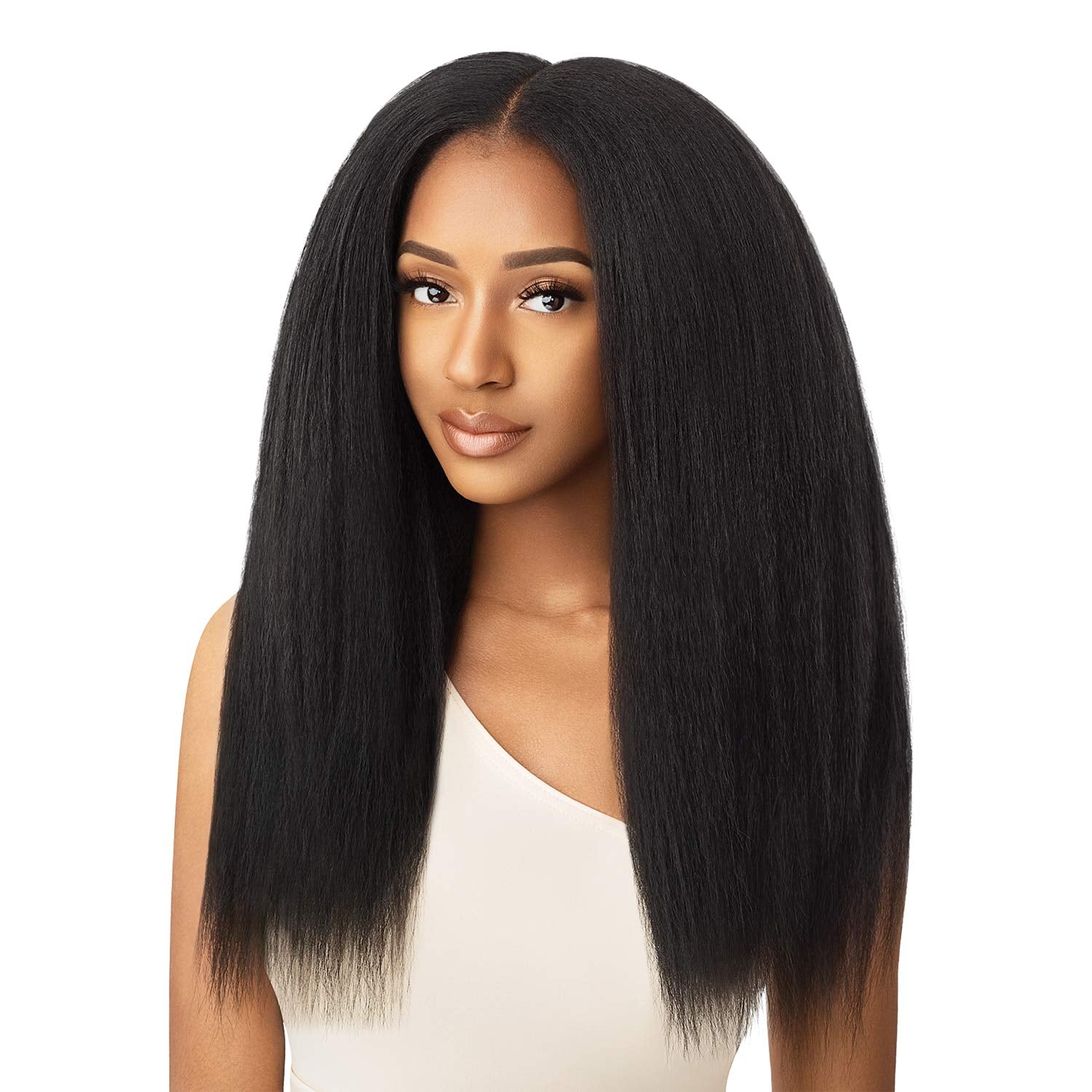 Human Hair Premium Blend Clip-In Big Beautiful Kinky Straight 18" 9Pcs (NBLK)