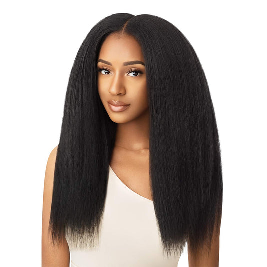 Human Hair Premium Blend Clip-In Big Beautiful Kinky Straight 18" 9Pcs (NBLK)