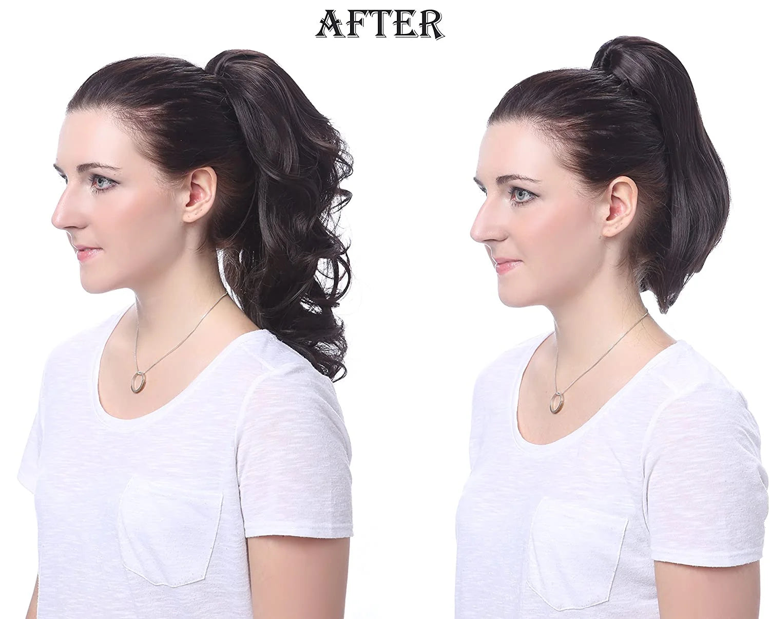 15" Synthetic Fiber Curly Ponytail Hair Extension Hairpiece with Clip-In Jaw Clips, Dual-Use Hair Extensions (30#-Reddish Brown)