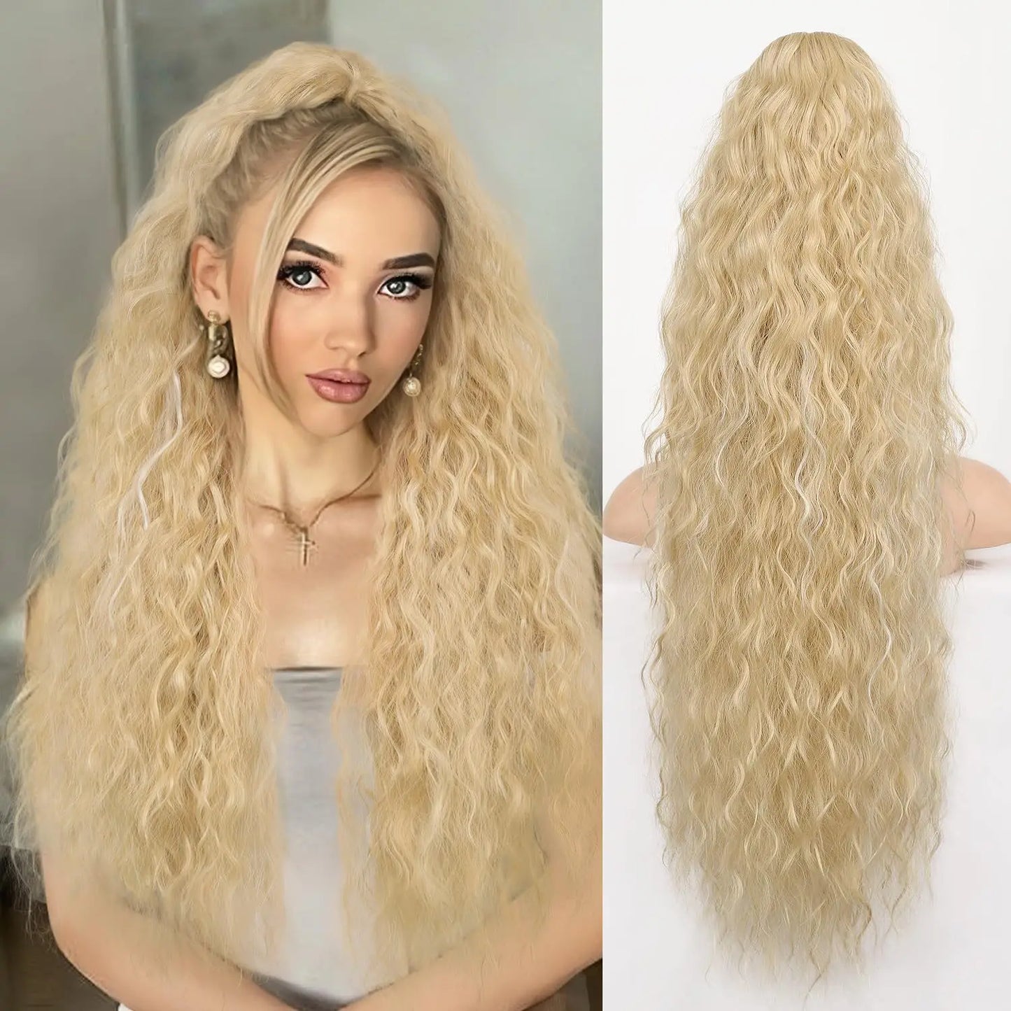 Wig Clip, Ponytail, Water Ripple, Long Curly Hair, Fluffy Long Curly Hair, Ponytail