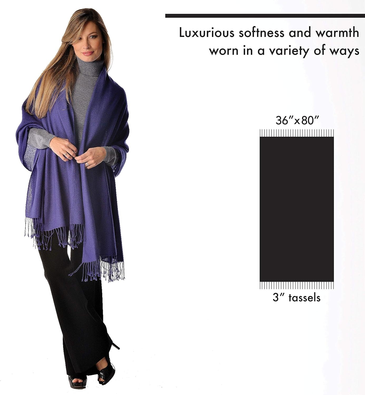 100% Pure Women Cashmere Shawl - Perfect for Daily Wear or Any Occasion, Long Winter Warm Shawl - 36" X 80"