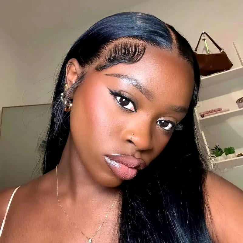 Bone Straight HD Transparent Human Hair Lace Front, 250 Density, Pre Plucked Wig - Available in 13X4, 13X6, 28, 30, and 42 Inch Sizes