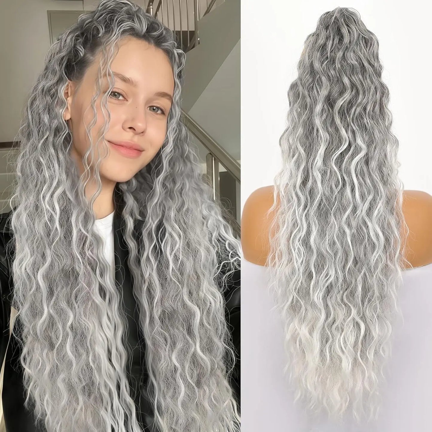 Wig Clip, Ponytail, Water Ripple, Long Curly Hair, Fluffy Long Curly Hair, Ponytail