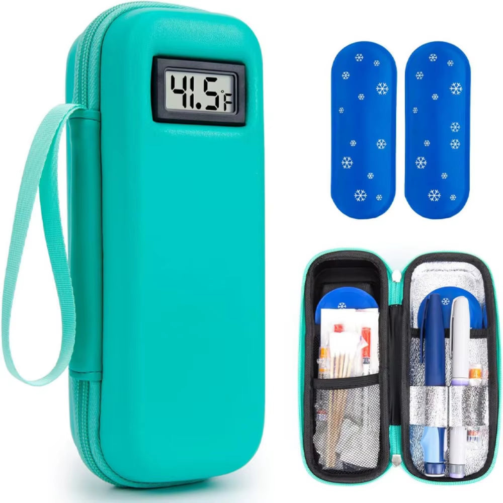 Insulin Cooler Travel Case with Thermometer Display Medicine Organizer Bag Waterproof Insulin Cooling Bag for Diabetics