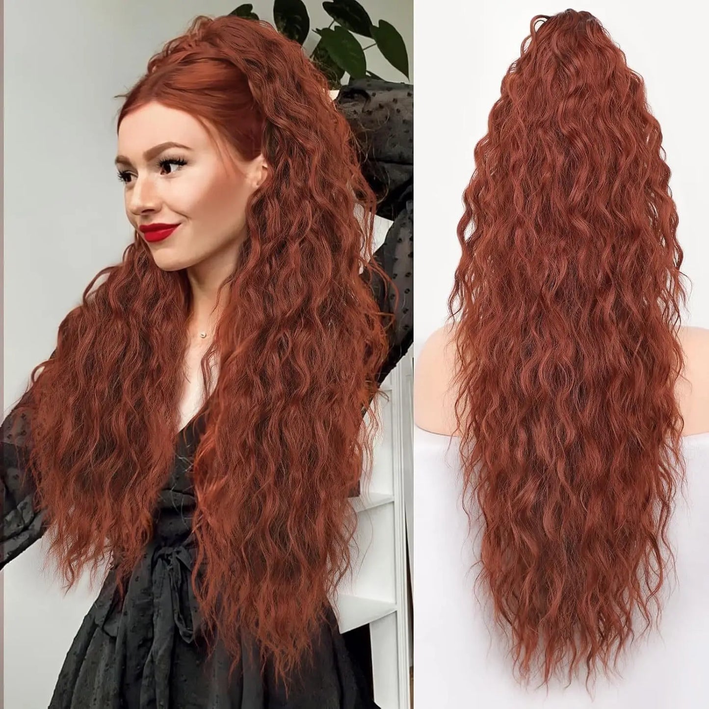 Wig Clip, Ponytail, Water Ripple, Long Curly Hair, Fluffy Long Curly Hair, Ponytail