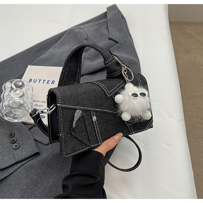 Women Quilted Denim Crossbody Evening Chain Shoulder Bag