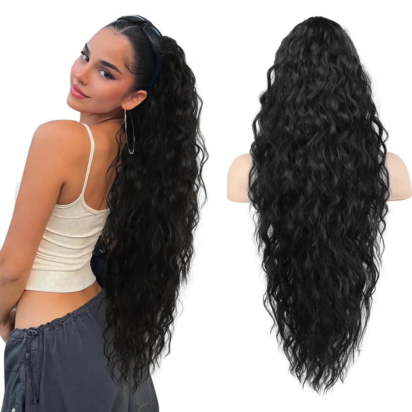 Wig Clip, Ponytail, Water Ripple, Long Curly Hair, Fluffy Long Curly Hair, Ponytail