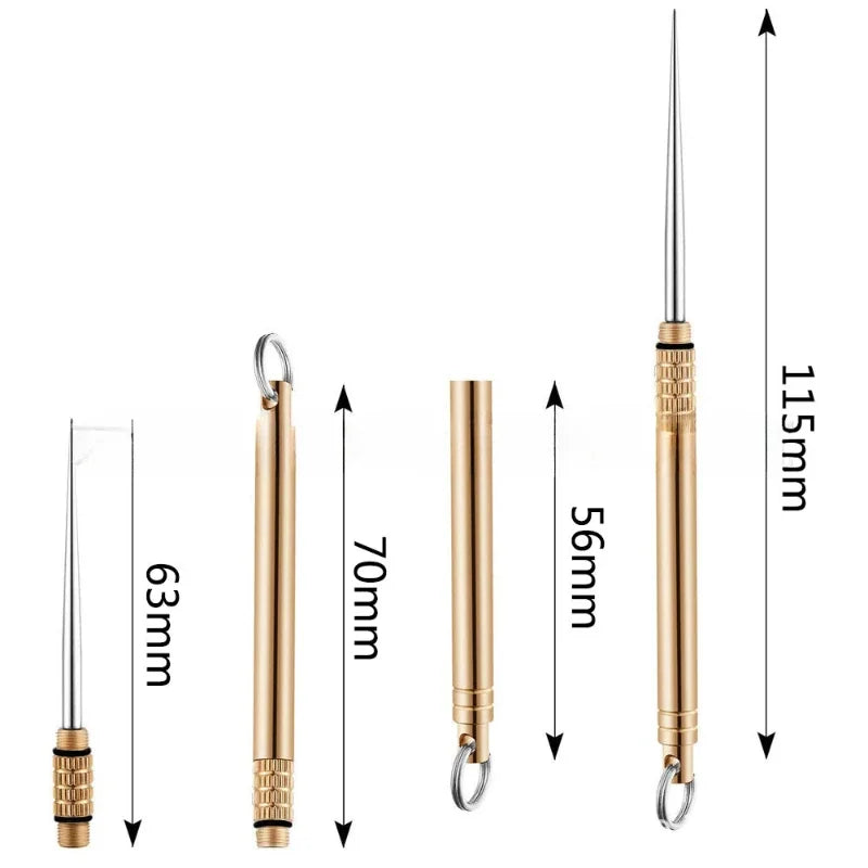 Portable Titanium Toothpicks Pocket Toothpicks Keychain Brass with Metal Toothpick Holder for Outdoor Picnic Camping Accessories