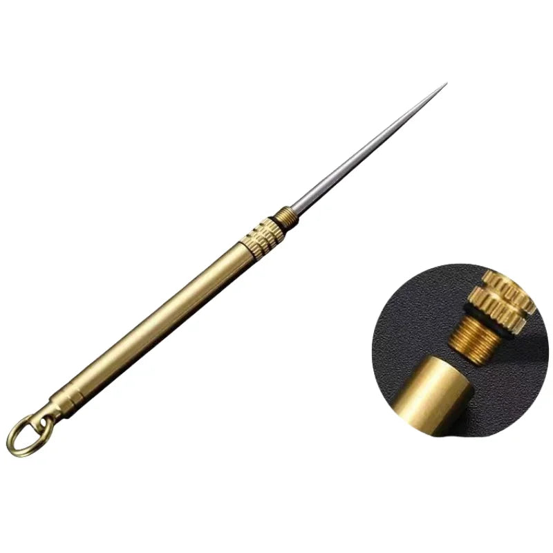Portable Titanium Toothpicks Pocket Toothpicks Keychain Brass with Metal Toothpick Holder for Outdoor Picnic Camping Accessories
