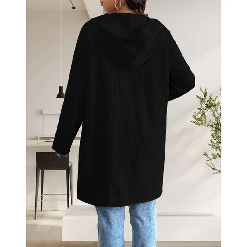 Womens Long Cardigans Cable Knitted Open Front