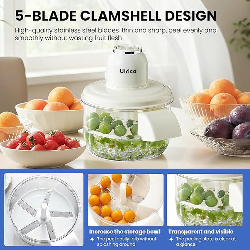 ULRICA Smart Electric Peeler – Rechargeable Kitchen Gadget for Effortless Garlic, Grape & Tomato Peeling