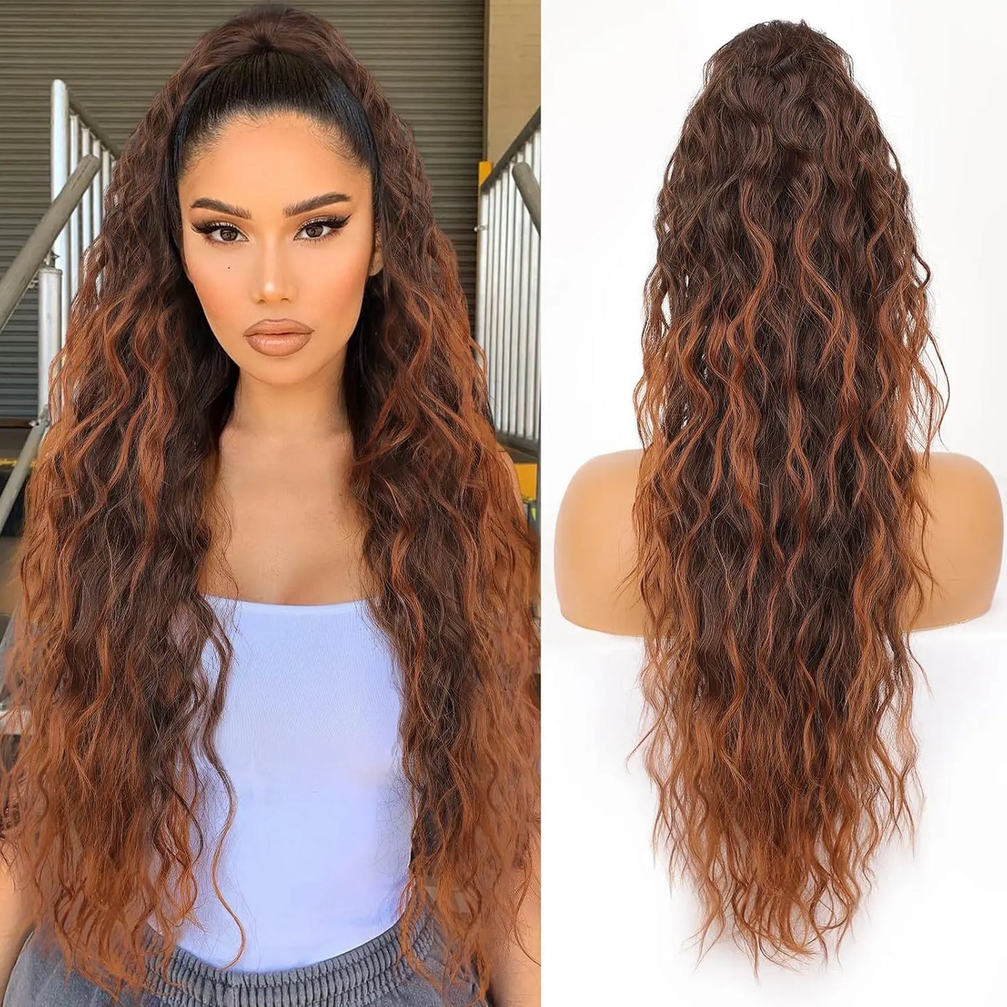 Wig Clip, Ponytail, Water Ripple, Long Curly Hair, Fluffy Long Curly Hair, Ponytail
