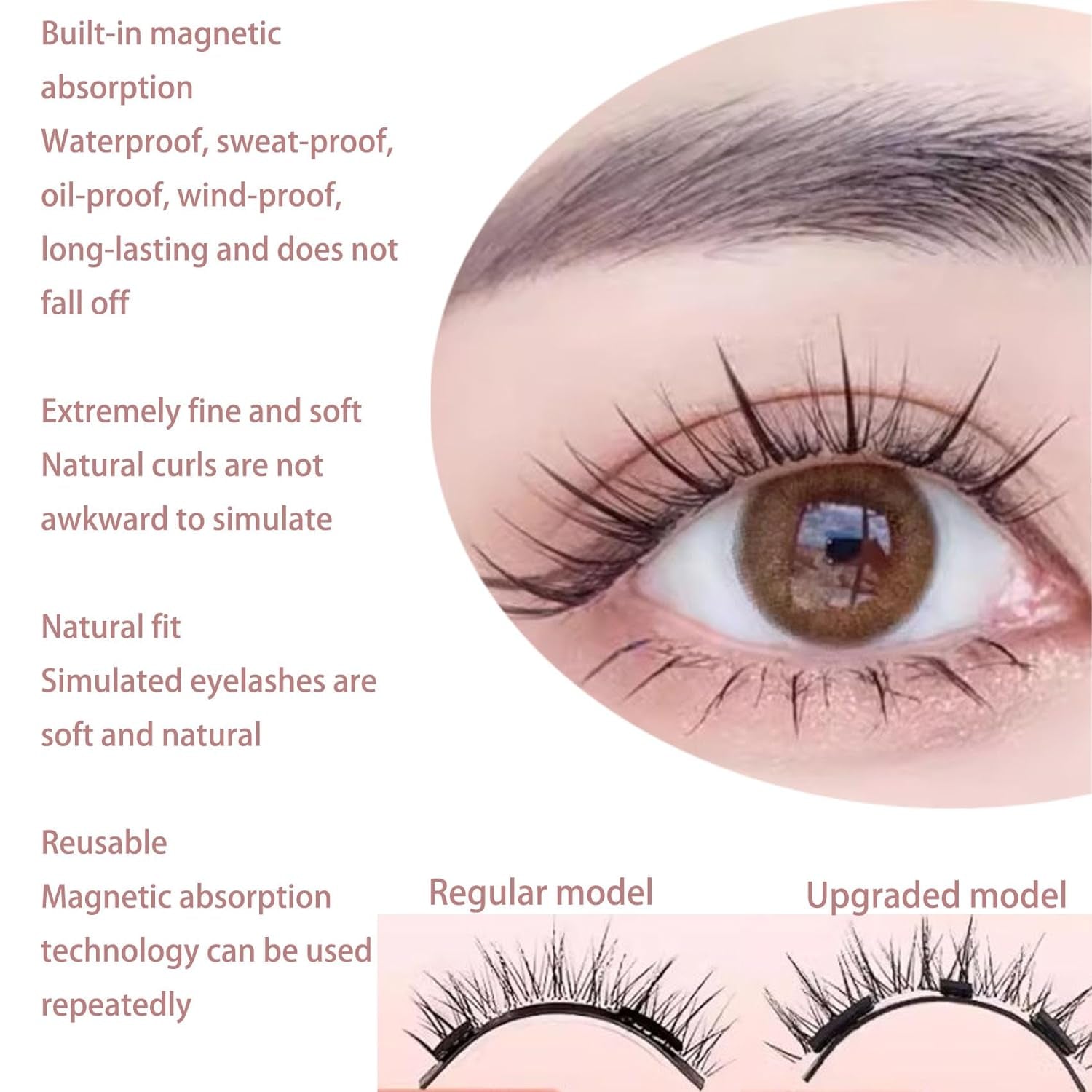 Co Magnetic Eyelashes with Applicator - Magnetic Eye Lashes, False Eye Lashes (Natural Style - B-2PCS)