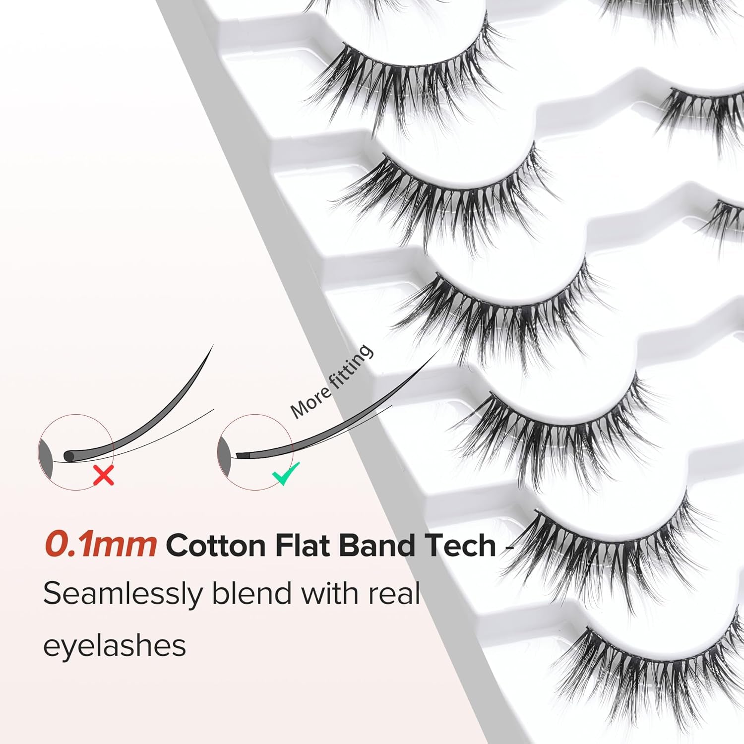 Manga Lashes Wispy False Eyelashes Natural Look 14Mm Cat Anime Lash 0.1MM Thin Band Manhua Style 3D Volume Eyelash Pack C Curl 7 Pair