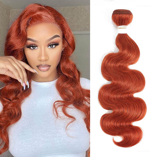Remy Hair Brazilian Human Hair Body Wave Bundles - Orange Ginger, 12 Inch, Single