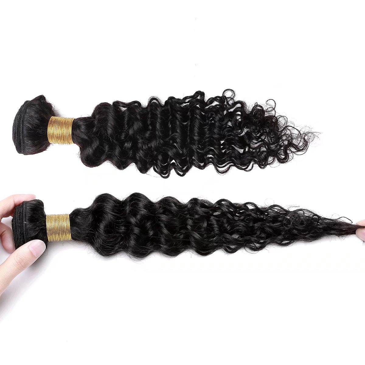 3 Bundles 100% Unprocessed Virgin Human Hair Extensions Brazilian Weave Weft Hairpiece for Black Women, Deep Wavy, 20Inch