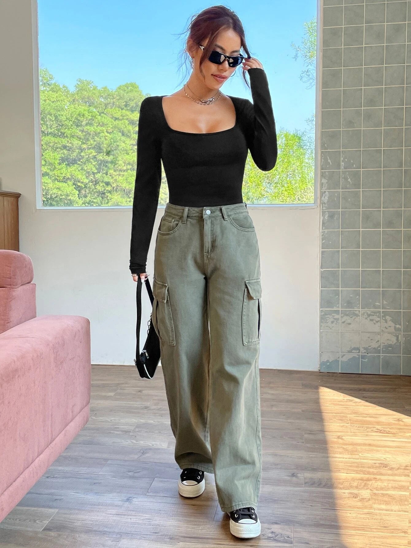 Essnce Square Neck Slim Fit Bodysuit