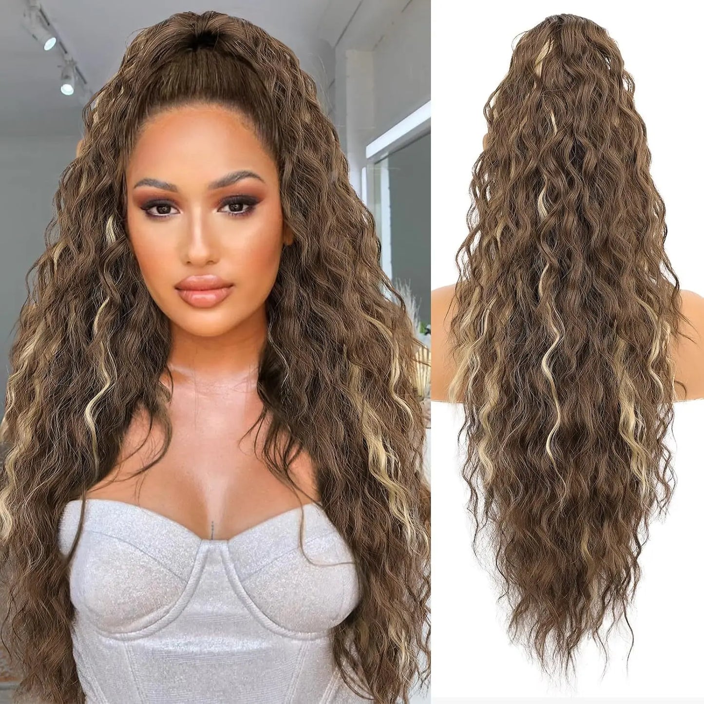Wig Clip, Ponytail, Water Ripple, Long Curly Hair, Fluffy Long Curly Hair, Ponytail