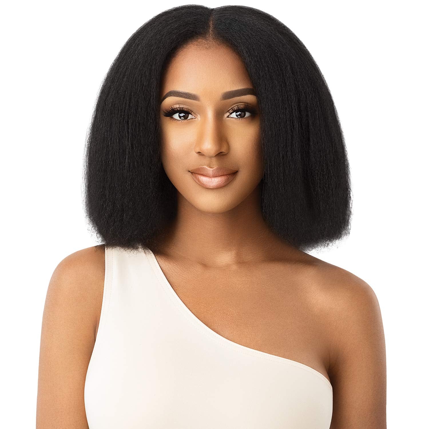 Human Hair Premium Blend Clip-In Big Beautiful Kinky Straight 18" 9Pcs (NBLK)