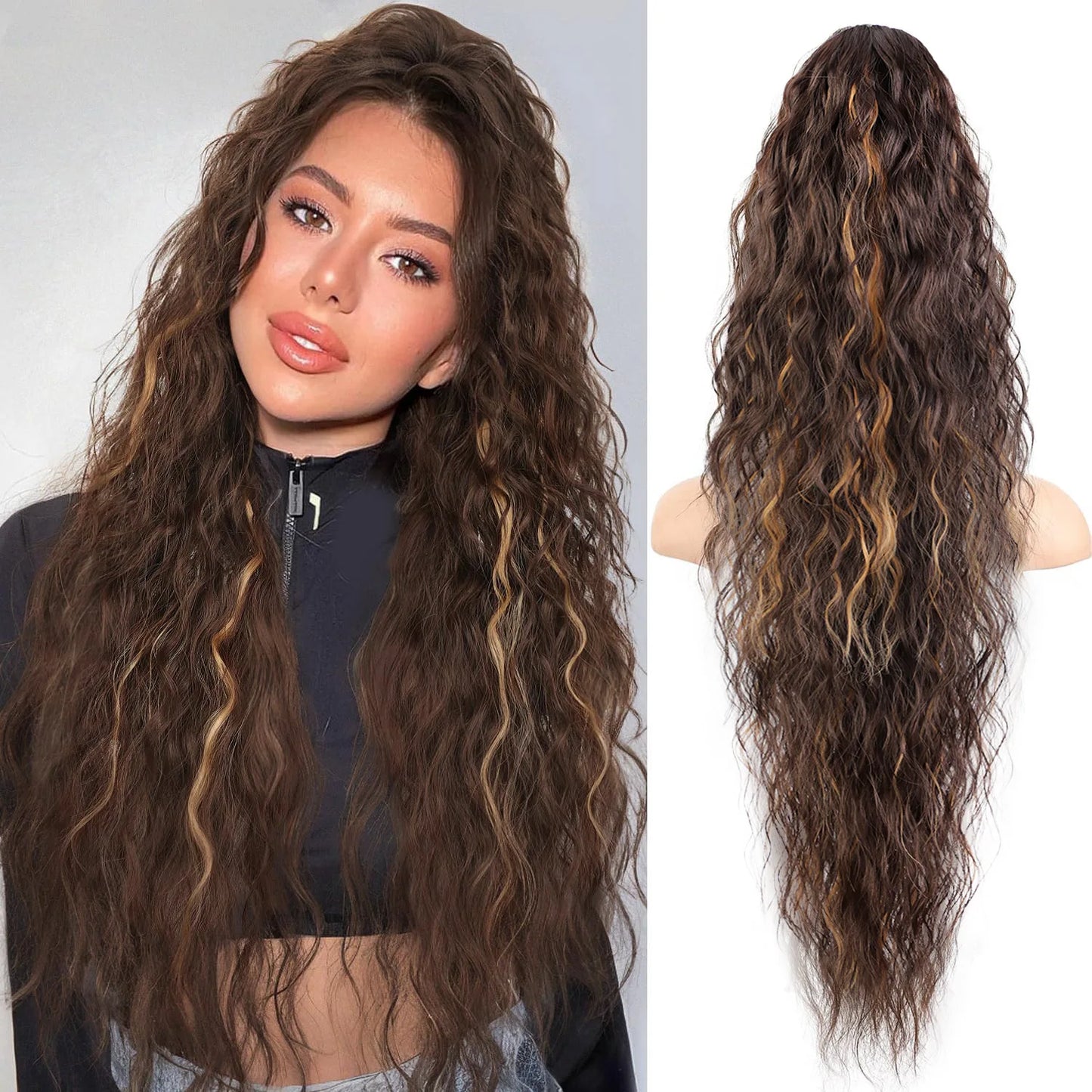 Wig Clip, Ponytail, Water Ripple, Long Curly Hair, Fluffy Long Curly Hair, Ponytail