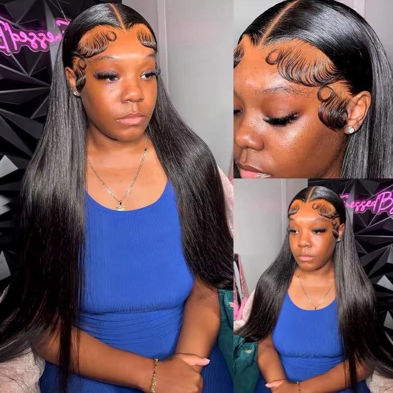 Bone Straight HD Transparent Human Hair Lace Front, 250 Density, Pre Plucked Wig - Available in 13X4, 13X6, 28, 30, and 42 Inch Sizes