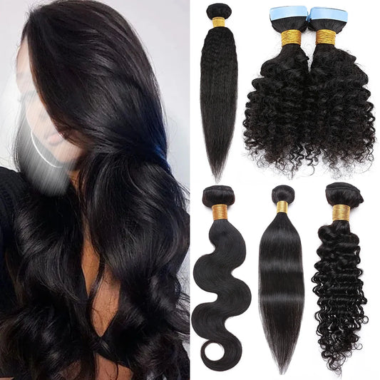 3 Bundles 100% Unprocessed Virgin Human Hair Extensions Brazilian Weave Weft Hairpiece for Black Women, Deep Wavy, 20Inch
